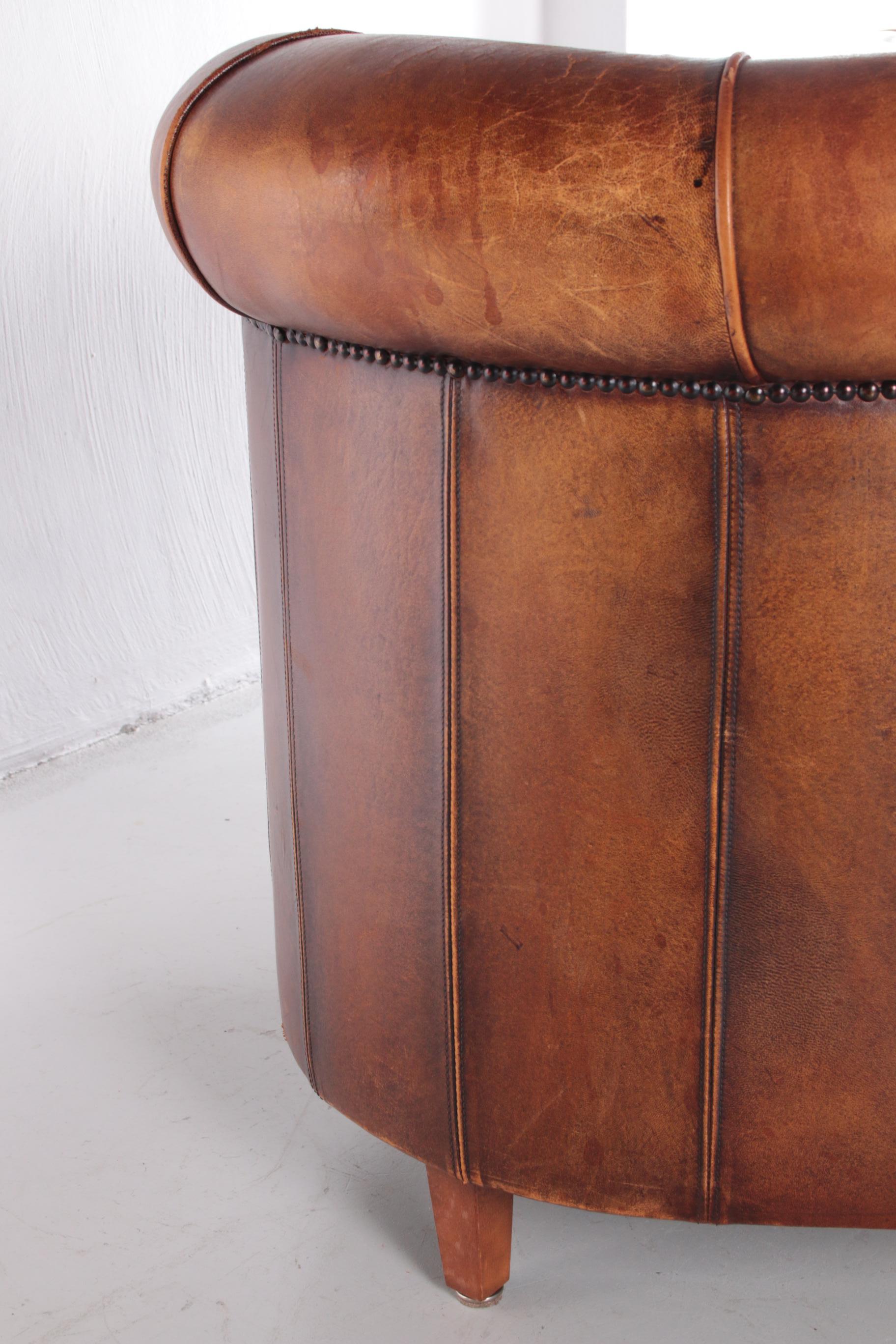 Set of Two Joris Sheepskin Leather Armchairs with a Beautiful Brown Patina 8