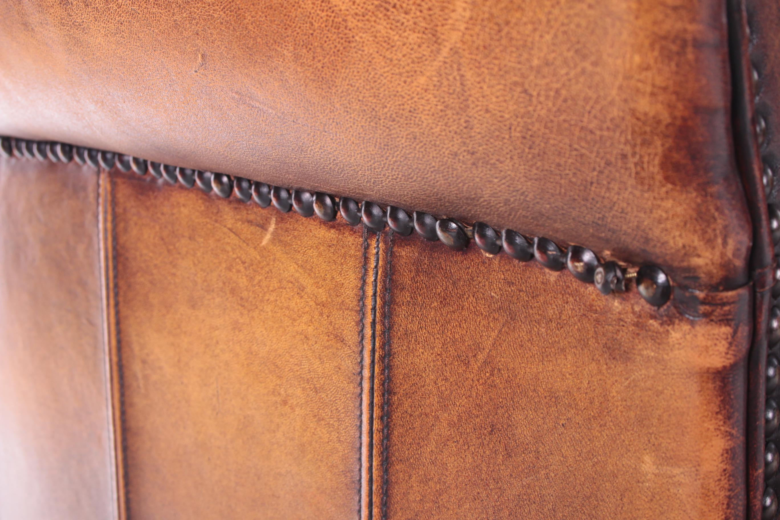 Set of Two Joris Sheepskin Leather Armchairs with a Beautiful Brown Patina 9