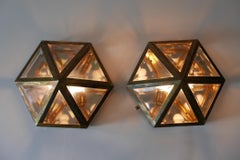 Ensemble de deux lampes murales ou plafonniers Josef Hoffmann Villa Henneberg Art Nouveau