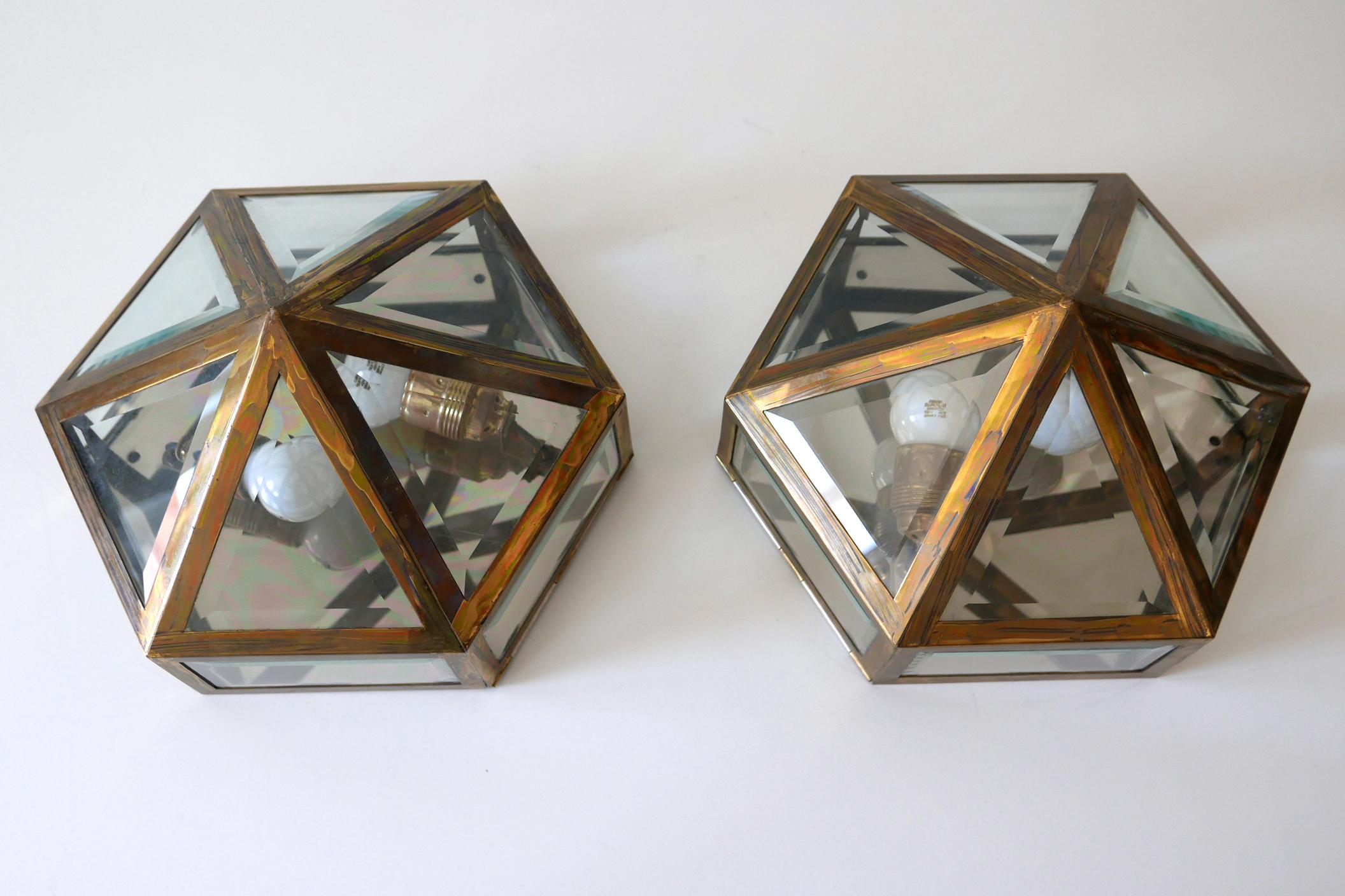 Set of Two Josef Hoffmann Villa Henneberg Art Nouveau Wall or Ceiling Lamps In Good Condition In Munich, DE