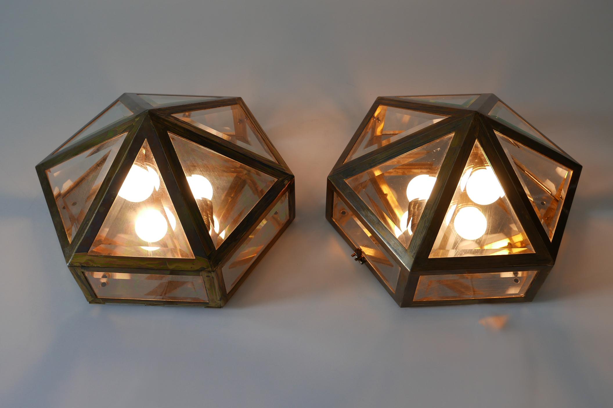 Mid-20th Century Set of Two Josef Hoffmann Villa Henneberg Art Nouveau Wall or Ceiling Lamps