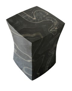 Set of Two Jour Block Tables Black Marble by Paul Mathieu Handcrafted in India