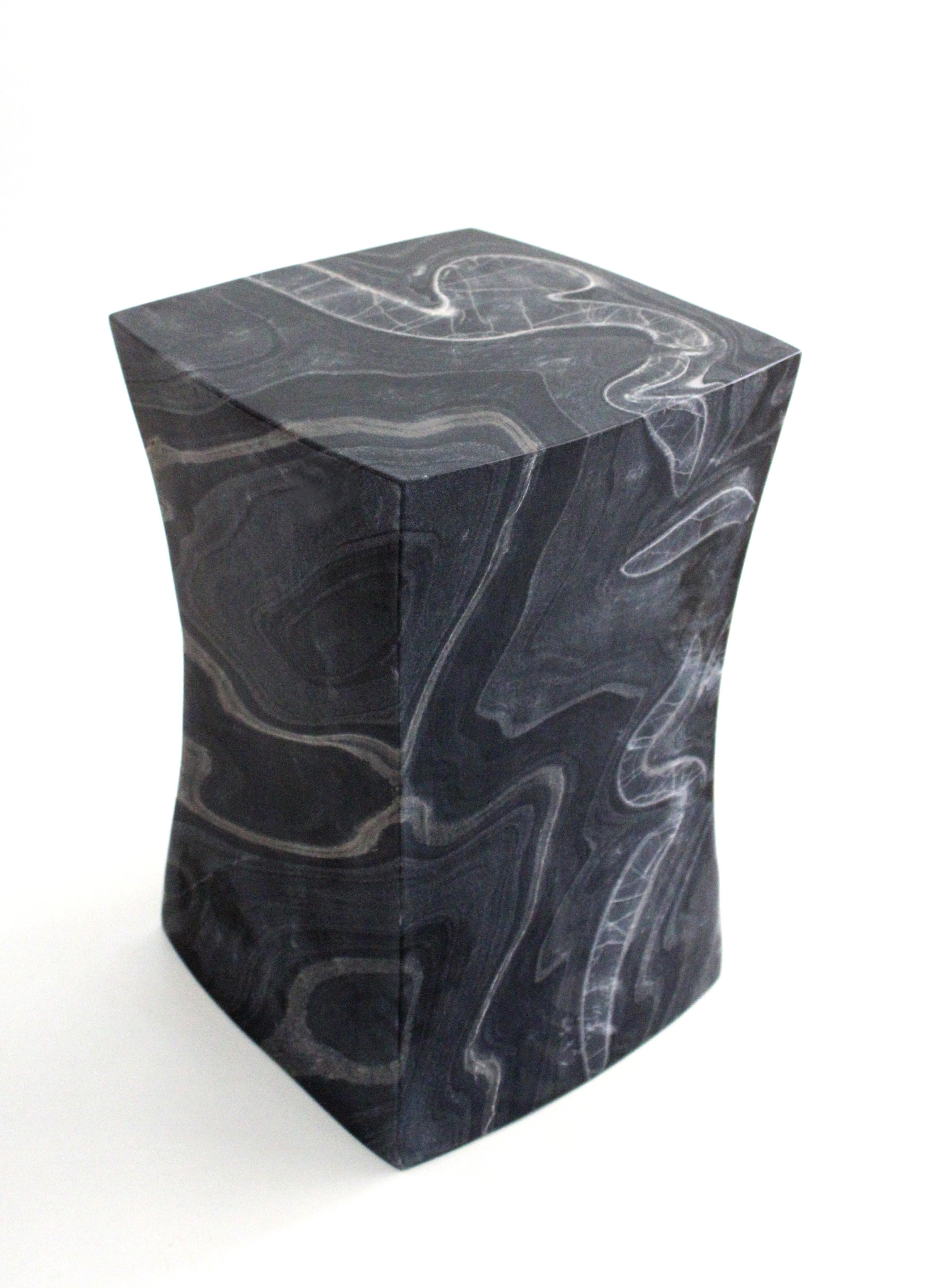 Set of Two Jour Block Tables Black Marble by Paul Mathieu Handcrafted in India In New Condition For Sale In New York, NY