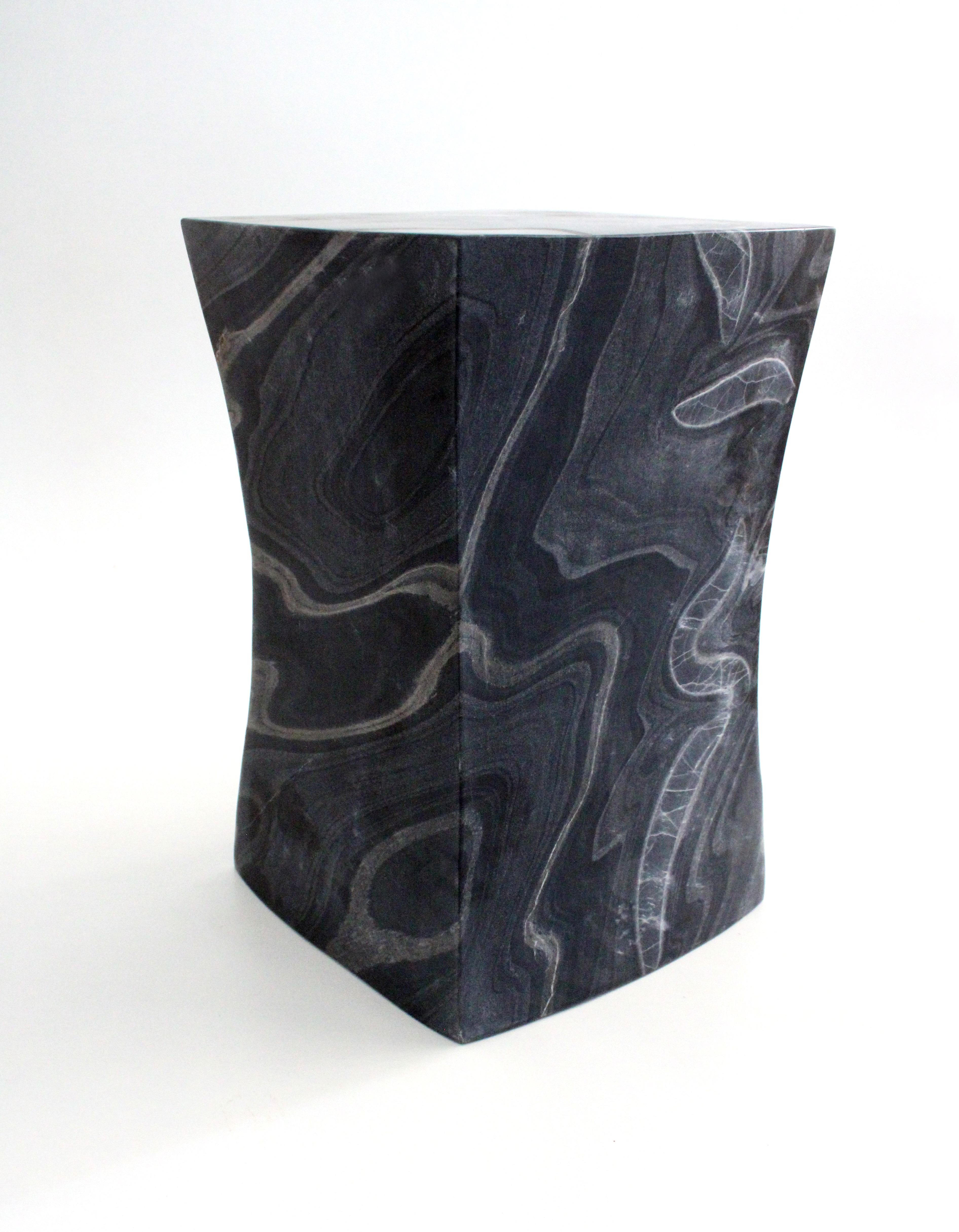 Contemporary Set of Two Jour Block Tables Black Marble by Paul Mathieu Handcrafted in India For Sale