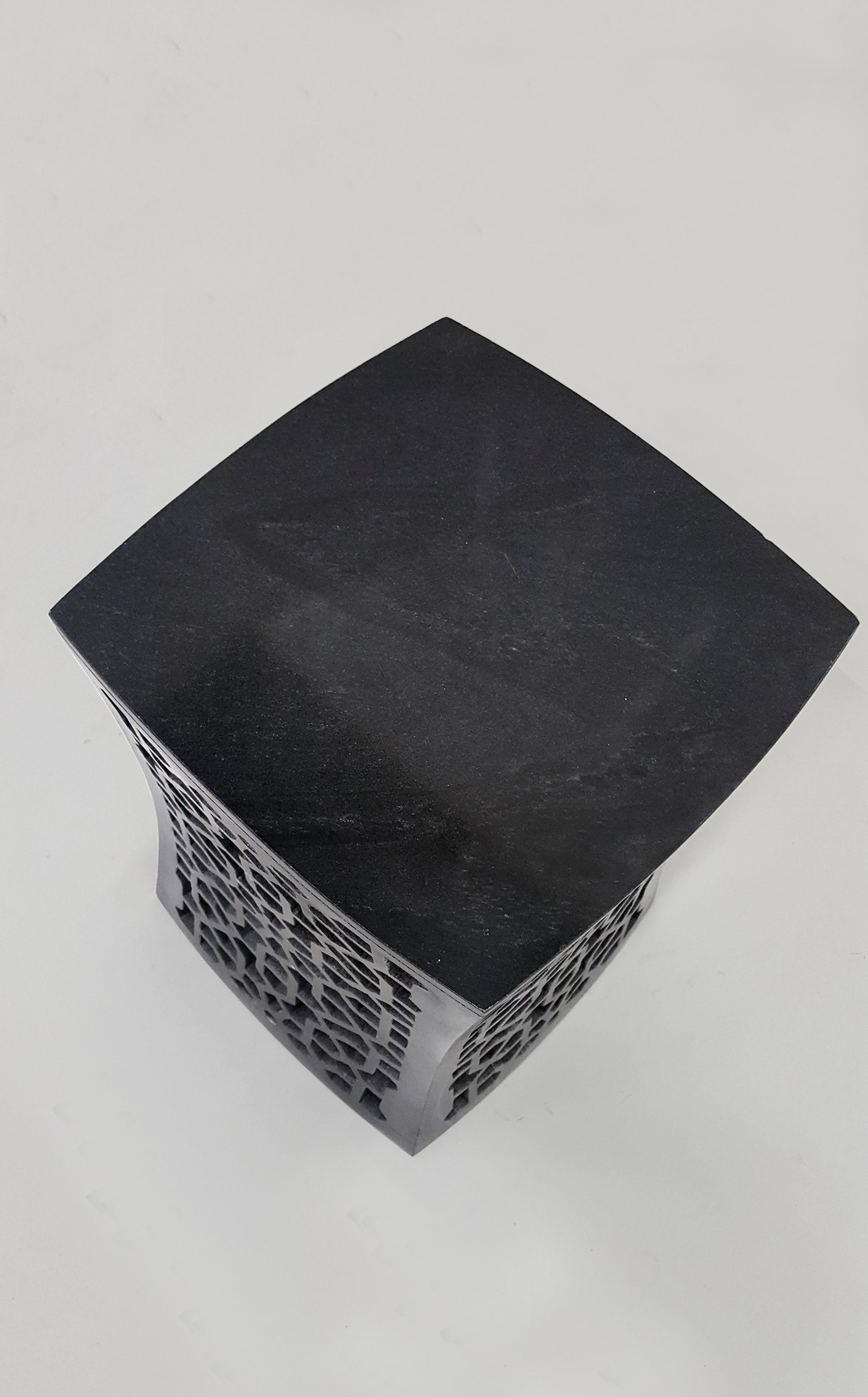 Inspired by the elegant pierced marble “Geometric jali” screens and windows he saw in the palaces of Mughal India, the renowned designer Paul Mathieu has created a unique collection of hand-carved side tables.
 
Solid blocks of marble are hollowed