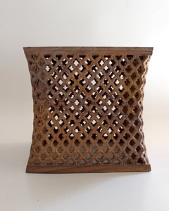 Set of Two Jour Jali Square Tables in Rainbow Teakwood Stone by Paul Mathieu
