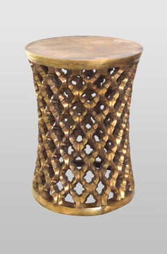 Set of Two Jour Round Jali Tables in Brass by Paul Mathieu for Stephanie Odegard