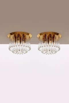 Set of two J.T. Kalmar Murano Raindrop hanging lamps, 1970 Austria