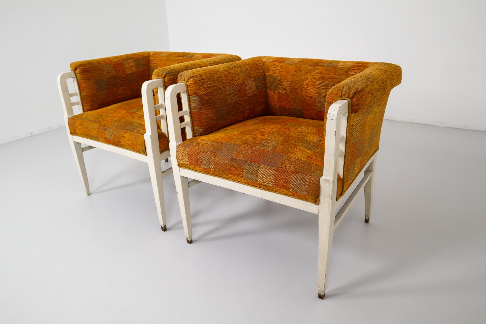 Austrian Set of Two Jugendstil Armchairs, Vienna, 1910s