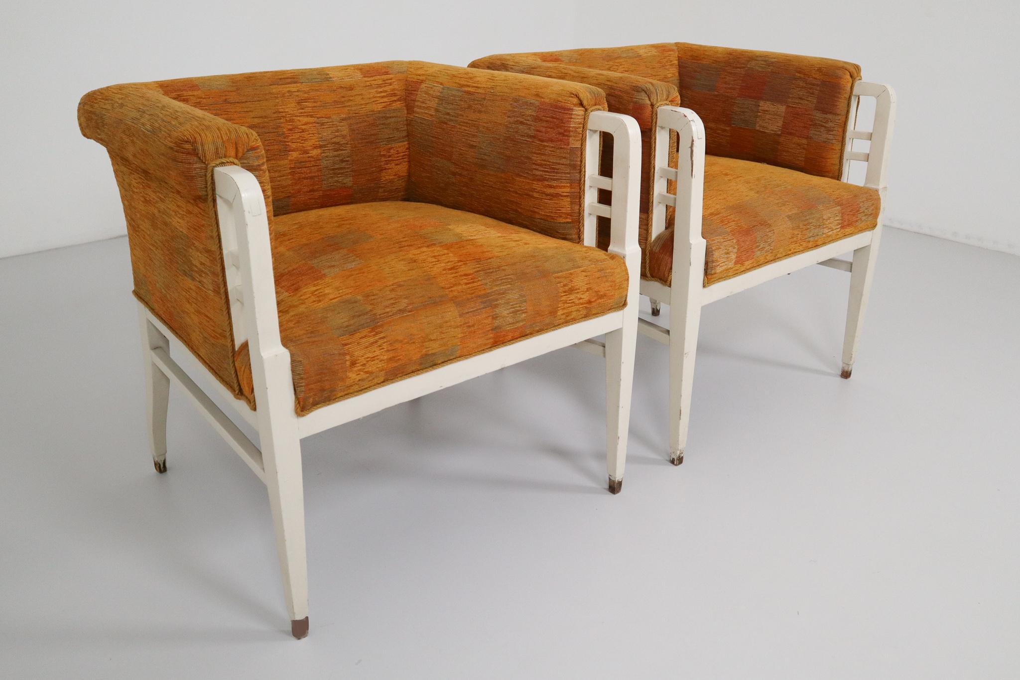 Set of Two Jugendstil Armchairs, Vienna, 1910s In Good Condition In Almelo, NL