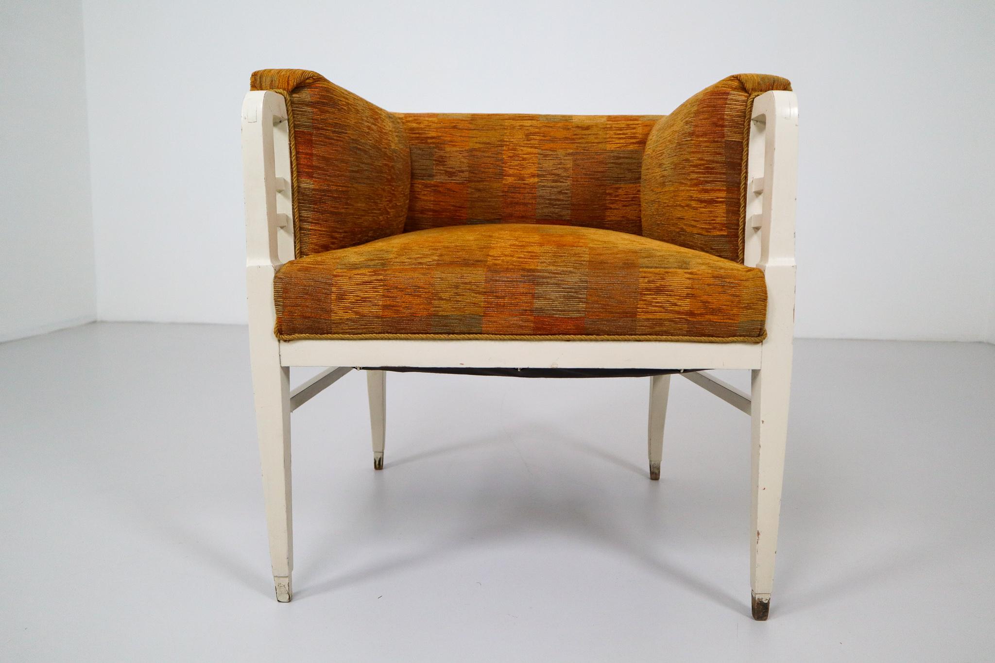 Fabric Set of Two Jugendstil Armchairs, Vienna, 1910s