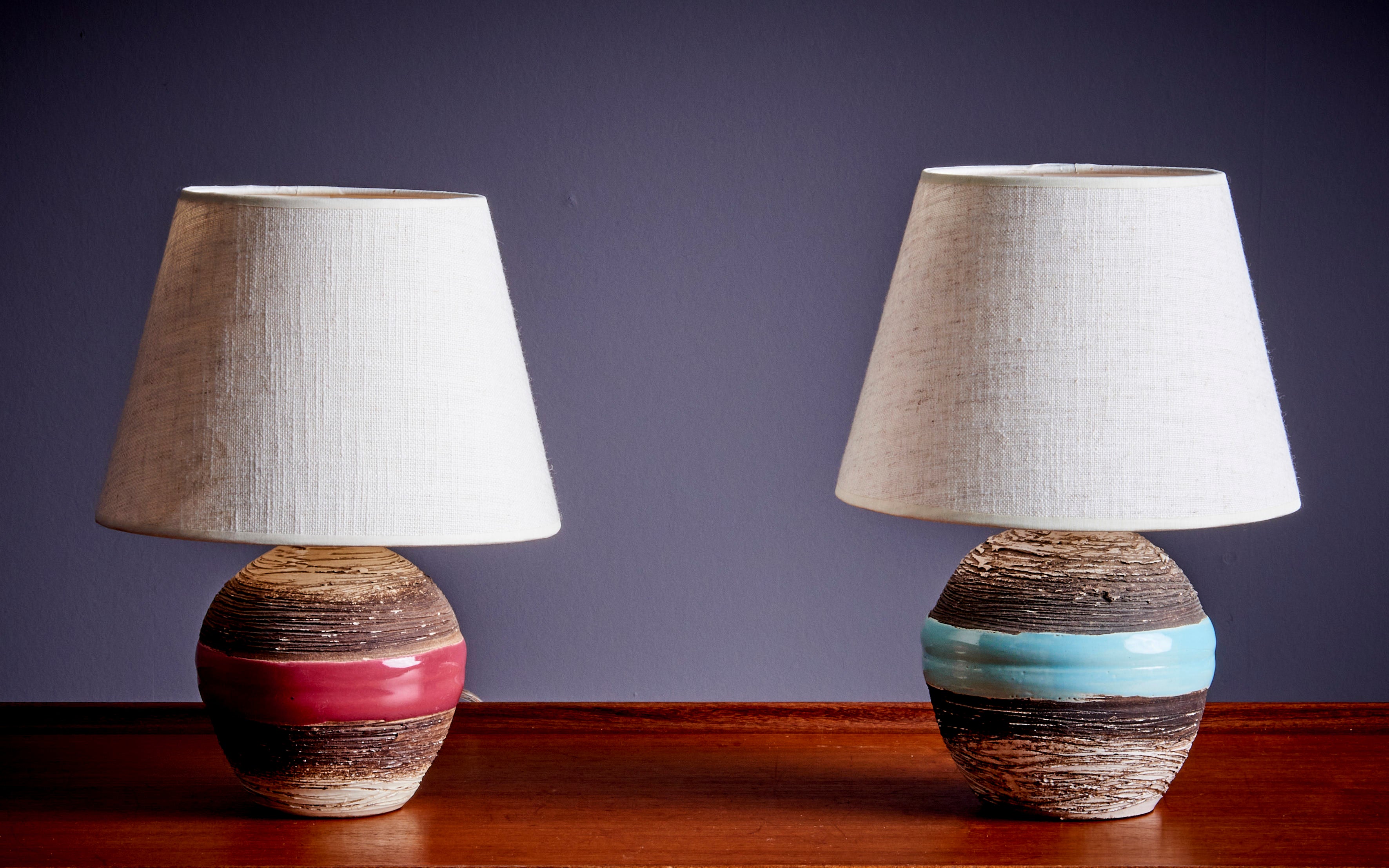 Set of Two Keramos Art Deco Table Lamps For Sale