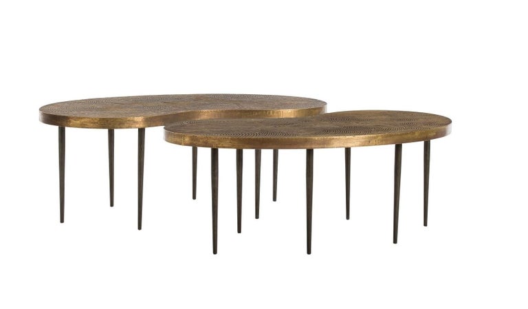 Set of Two Kidney Bean Shaped Coffee Tables in Antique ...