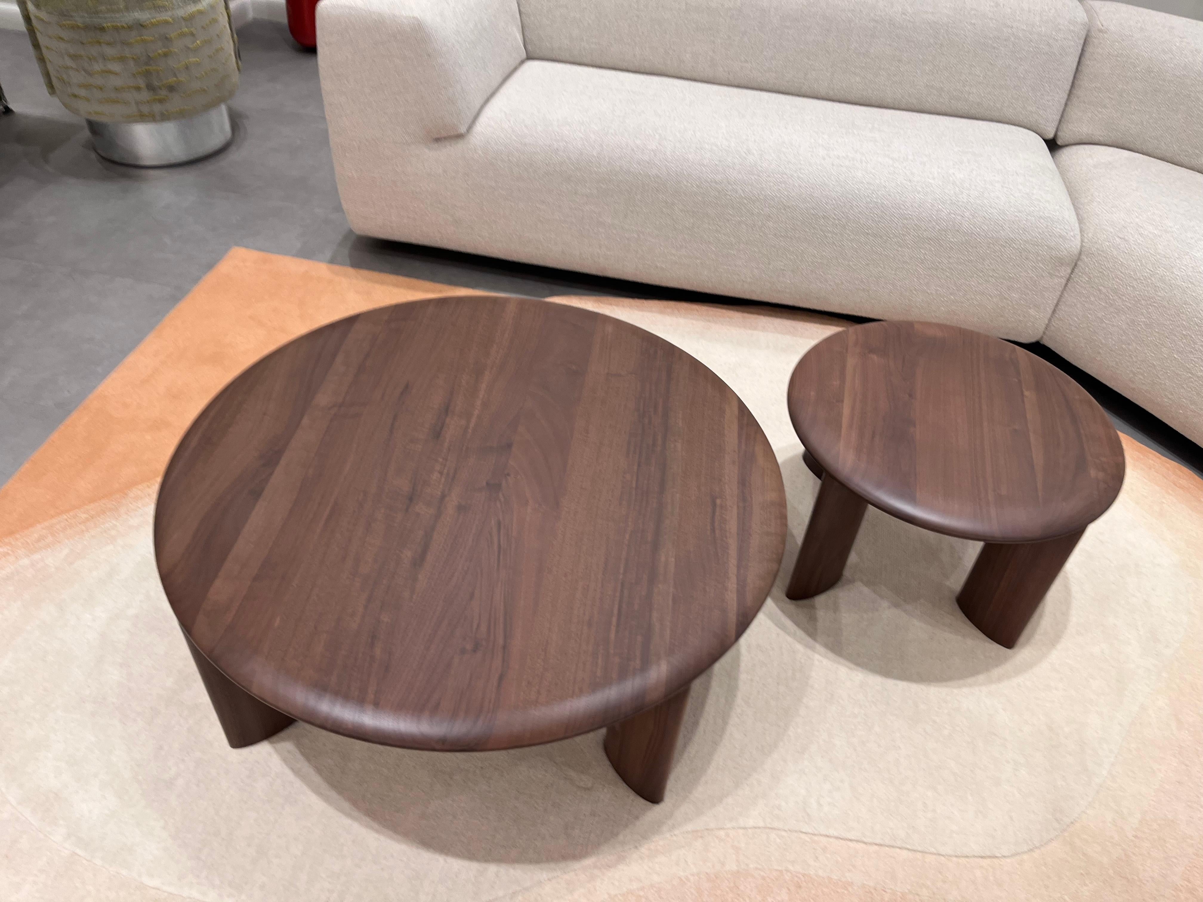 Set of Two L. Ercolani  Walnut IO Coffee Tables by Lars Beller Fjetland in STOCK In Excellent Condition For Sale In New York, NY