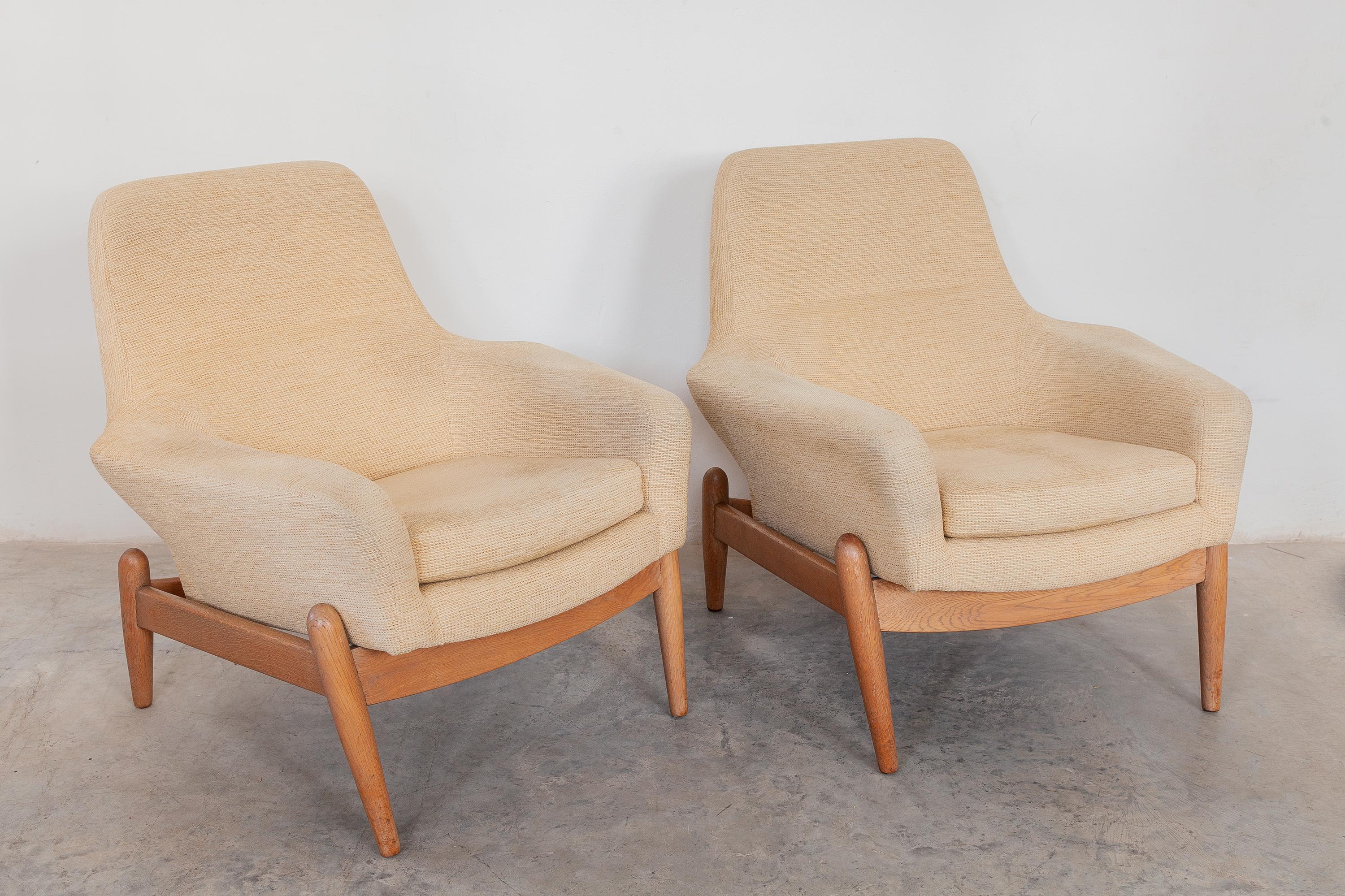 Scandinavian Modern Set of Two Lady's Lounge Chairs Designed by Ib Kofod Larsen for Bovenkamp