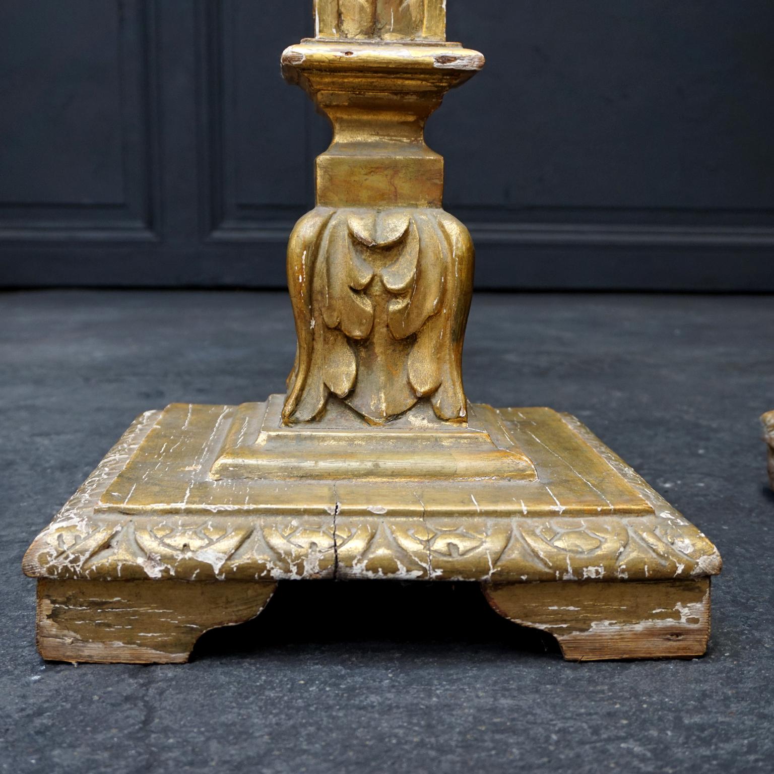 Set of Two Large 19th Century Carved and Gilded Pedestals 8