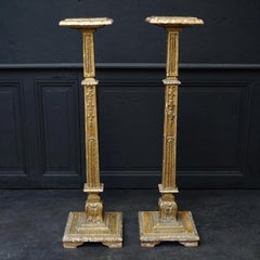 Set of Two Large 19th Century Carved and Gilded Pedestals