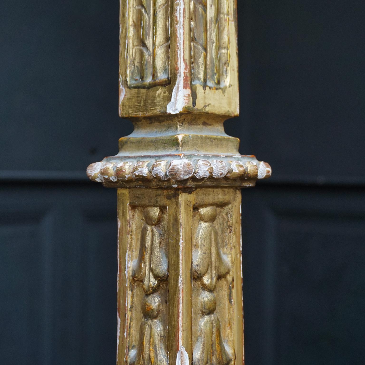 Plaster Set of Two Large 19th Century Carved and Gilded Pedestals