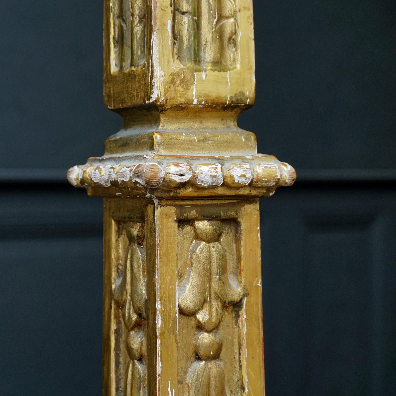 Set of Two Large 19th Century Carved and Gilded Pedestals 1