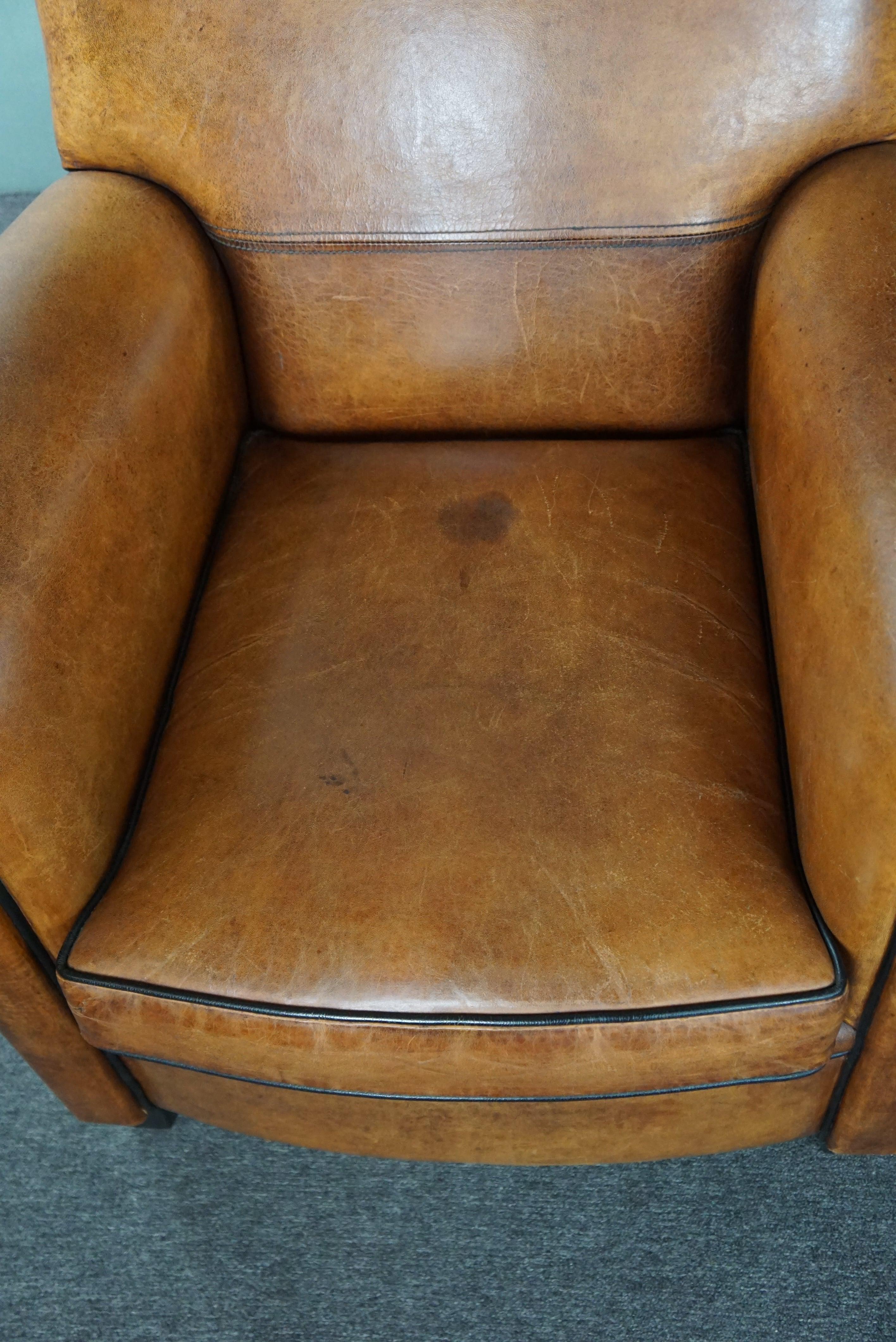 Contemporary Set of two large and comfortable sheep leather armchairs For Sale