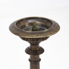 Set of two large antique brass candlesticks