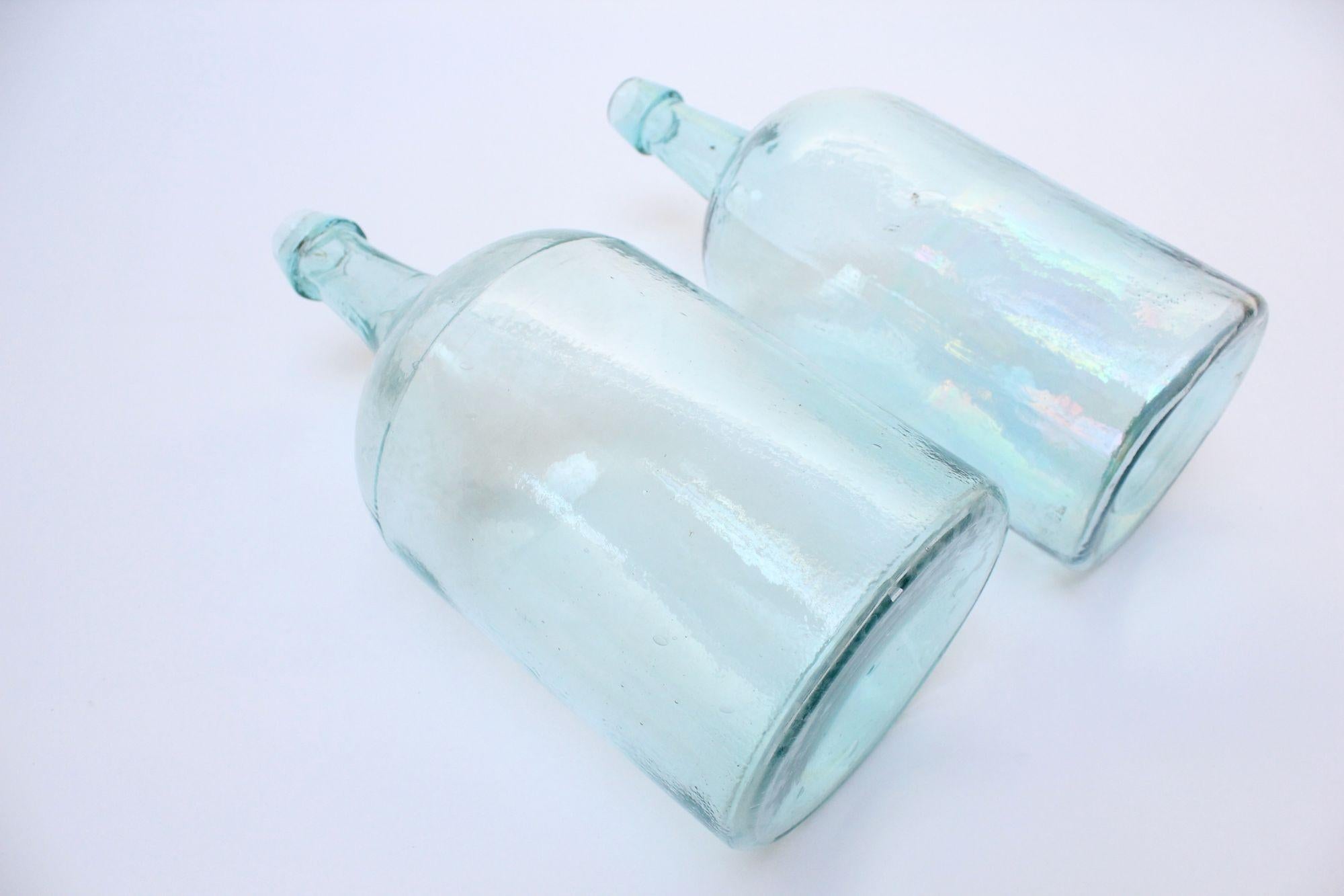 aqua glass bottles