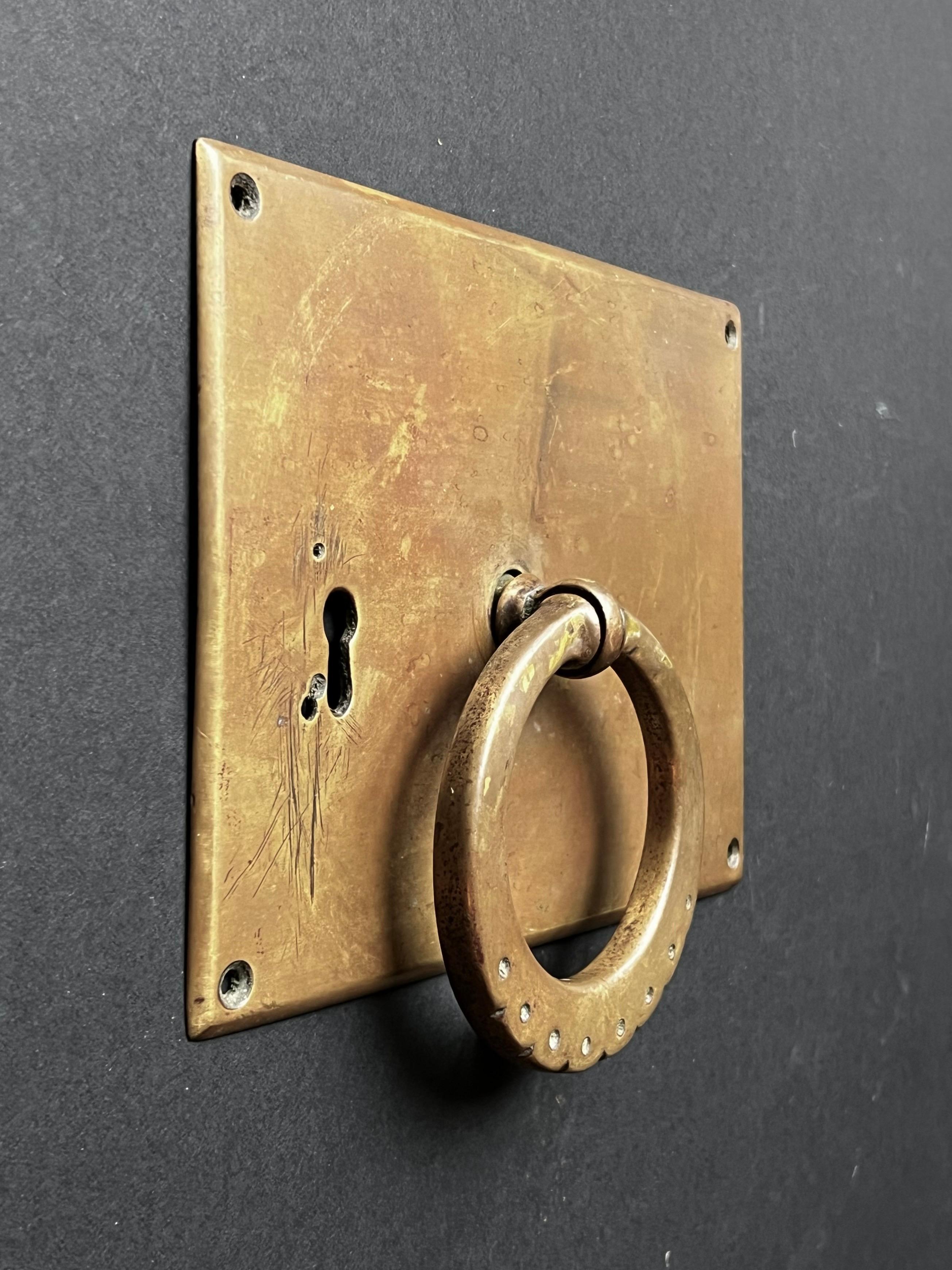Set of Two Large Bronze Arts and Crafts Door Handles In Fair Condition In London, GB