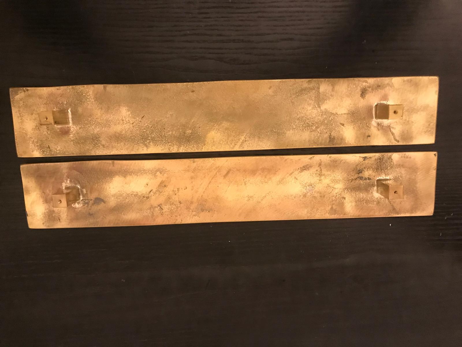 Modern Set of Two Large Bronze Door Handles, 1970s For Sale