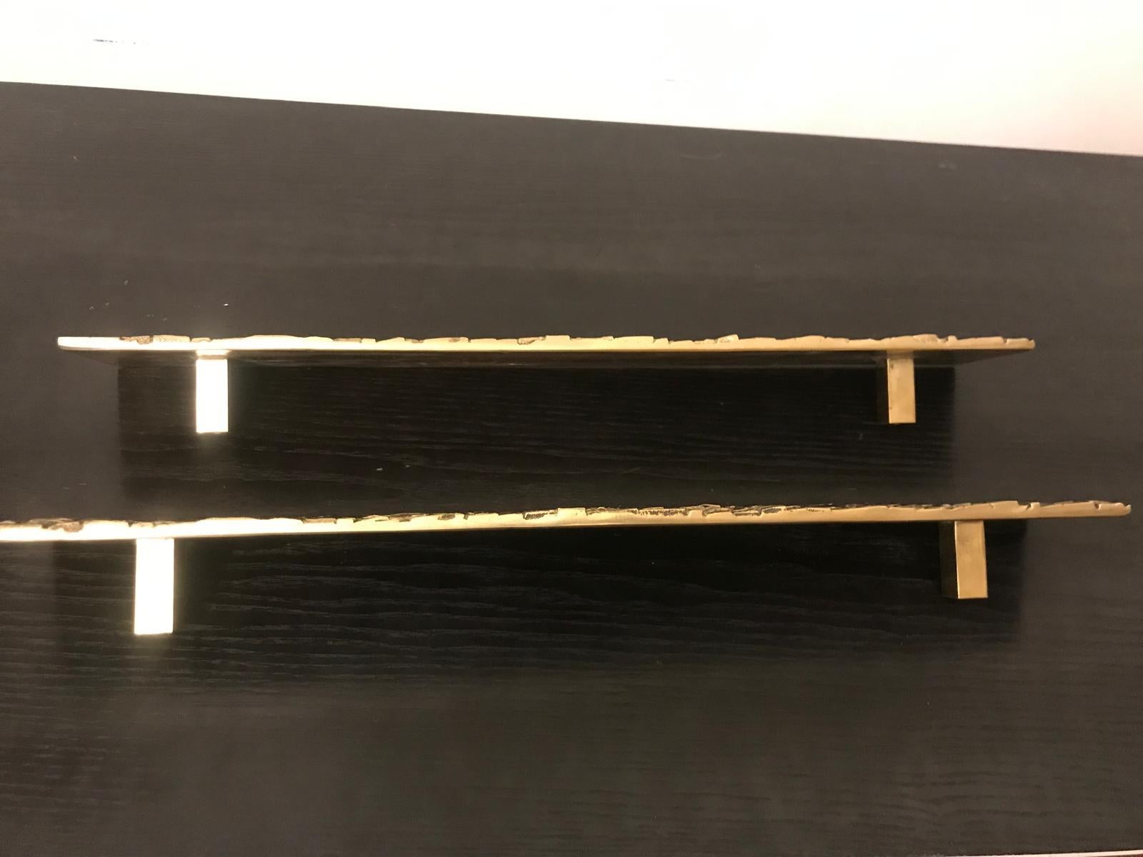 Set of Two Large Bronze Door Handles, 1970s In Good Condition For Sale In Catania, IT