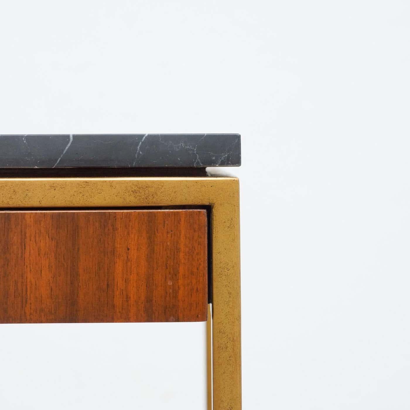 Set of Two Large Contemporary Side Tables in Wood and Marble For Sale 7