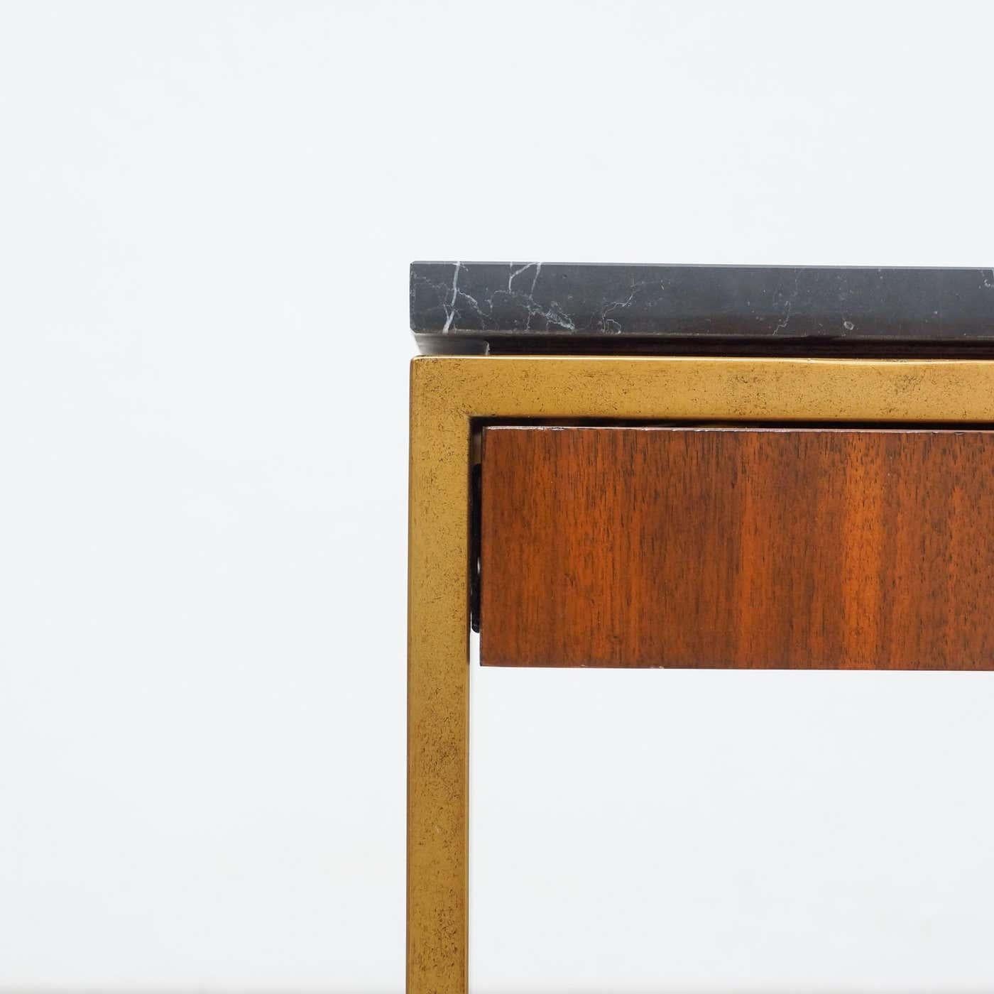 Set of Two Large Contemporary Side Tables in Wood and Marble For Sale 8