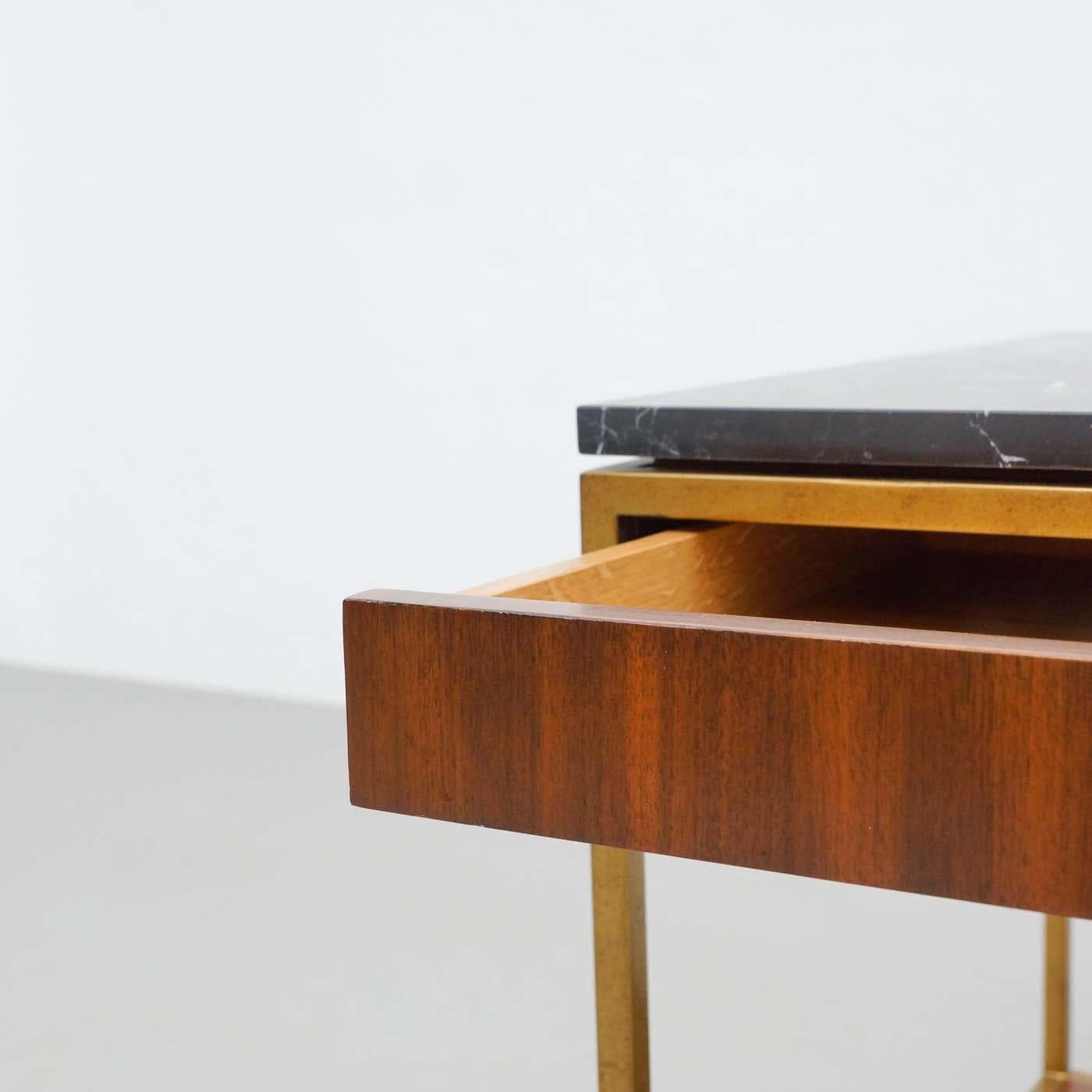 Set of Two Large Contemporary Side Tables in Wood and Marble For Sale 9