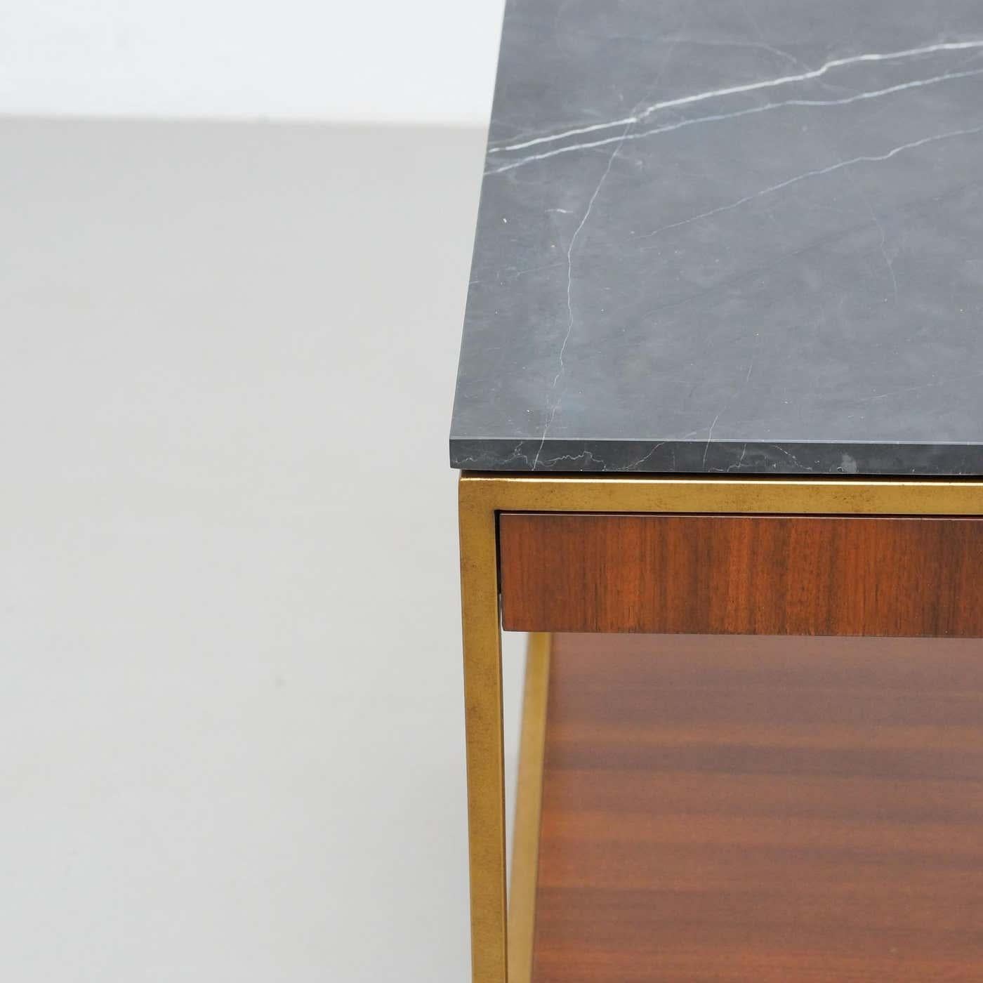 Set of Two Large Contemporary Side Tables in Wood and Marble For Sale 12