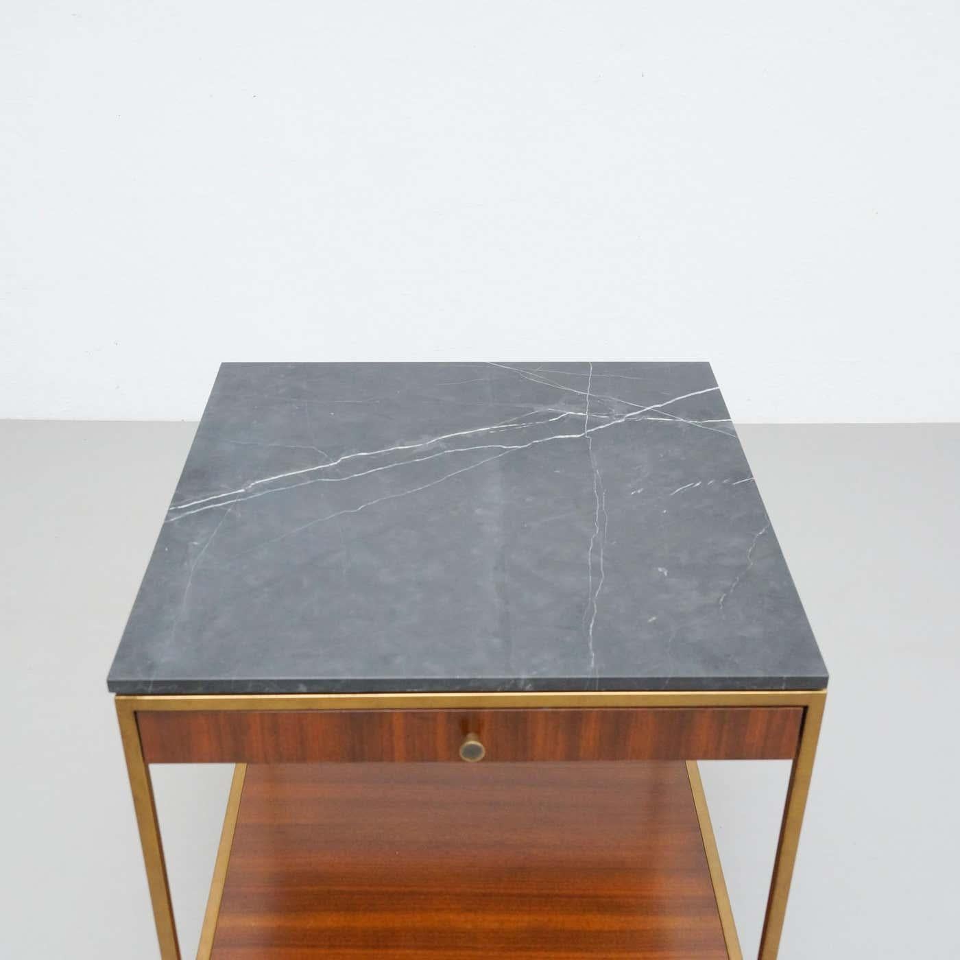 Set of Two Large Contemporary Side Tables in Wood and Marble For Sale 13