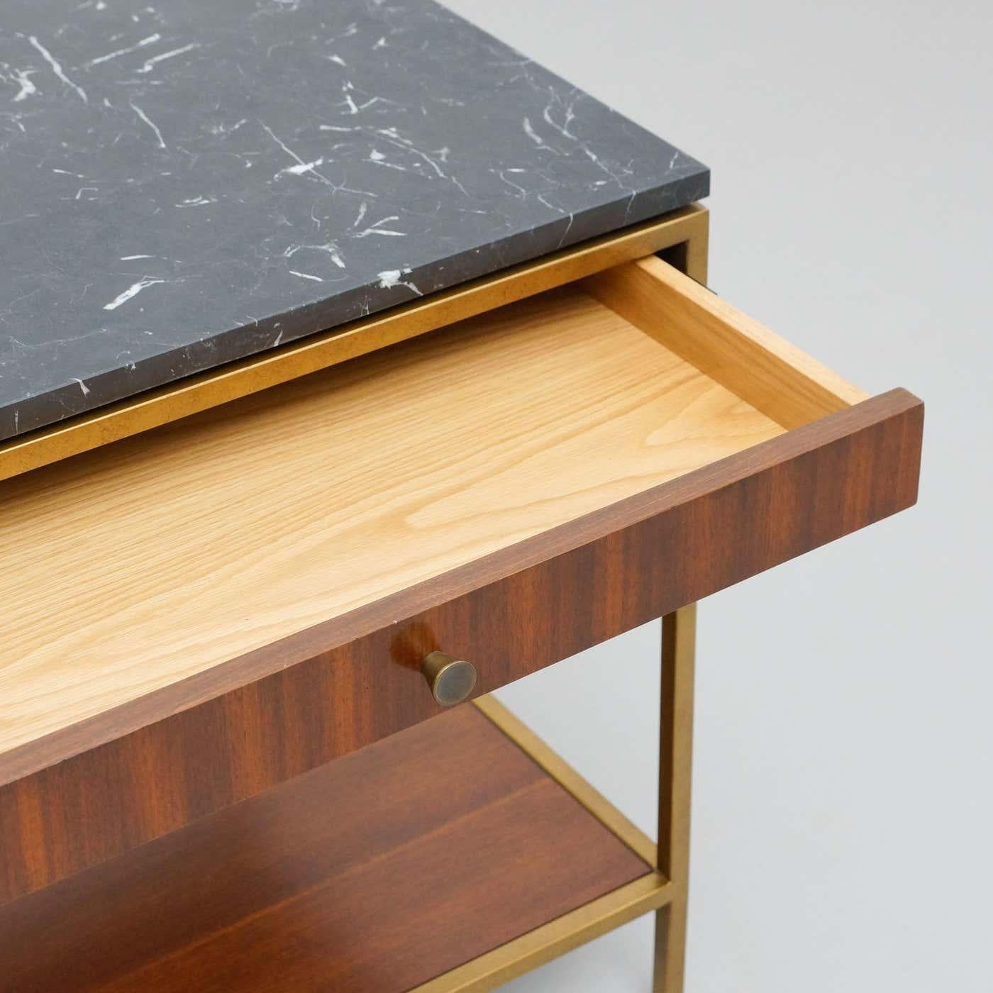 Set of Two Large Contemporary Side Tables in Wood and Marble In Good Condition For Sale In Barcelona, ES