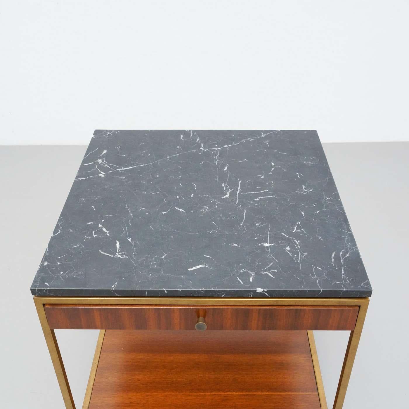 Set of Two Large Contemporary Side Tables in Wood and Marble For Sale 4