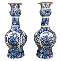 Set of Two Large Early 18th Century Dutch Delft Vases