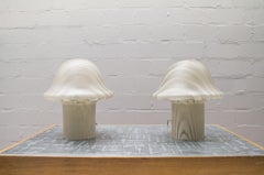 Set of Two Large Glass Mushrooms Lamps by Peill & Putzler, Germany, 1960s