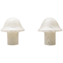 Set of Two Large Glass Mushrooms Lamps by Peill 
Putzler, Germany, 1960s