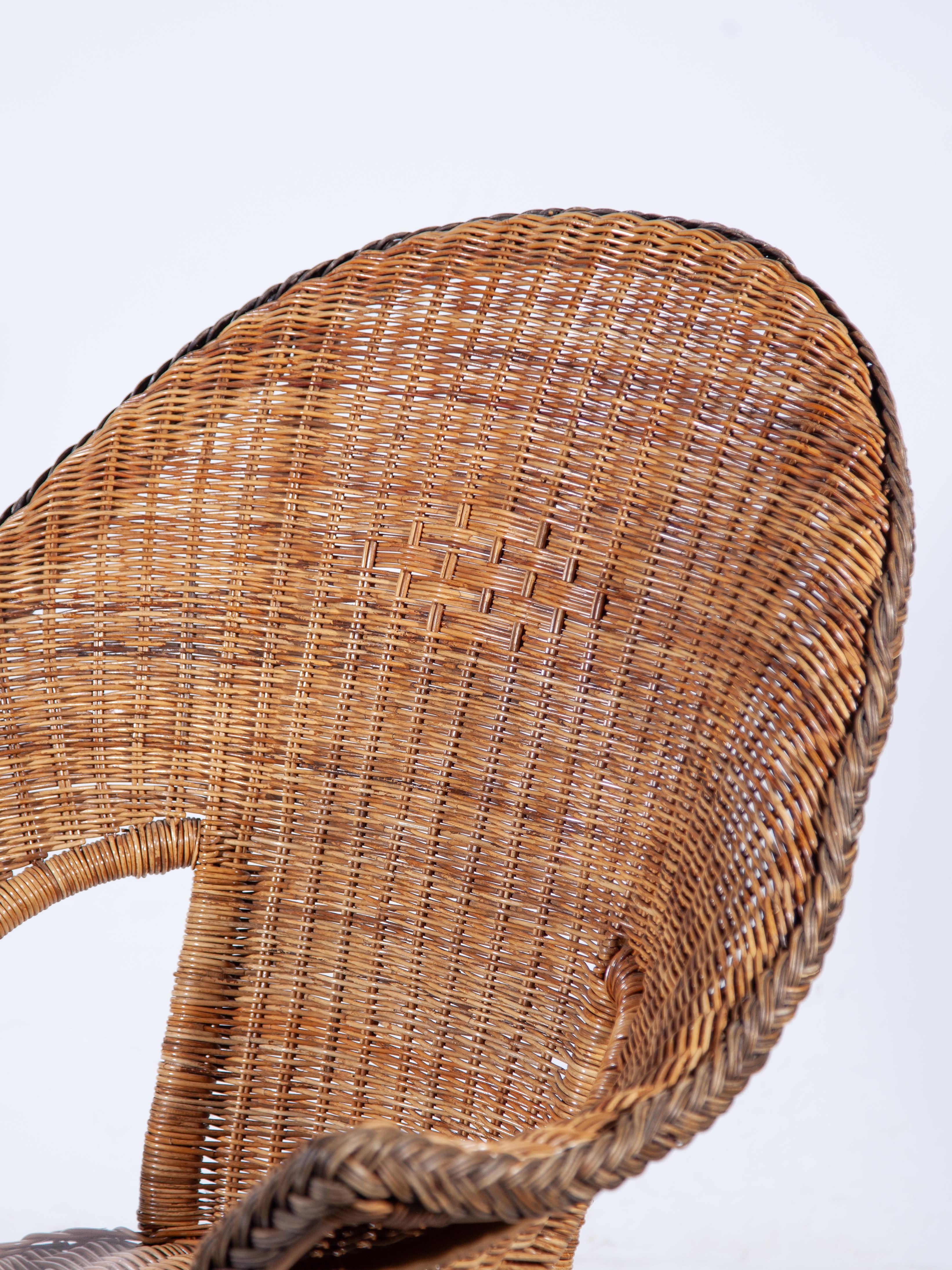 Set of Two Large High Back Rattan Lounge Chairs For Sale 2
