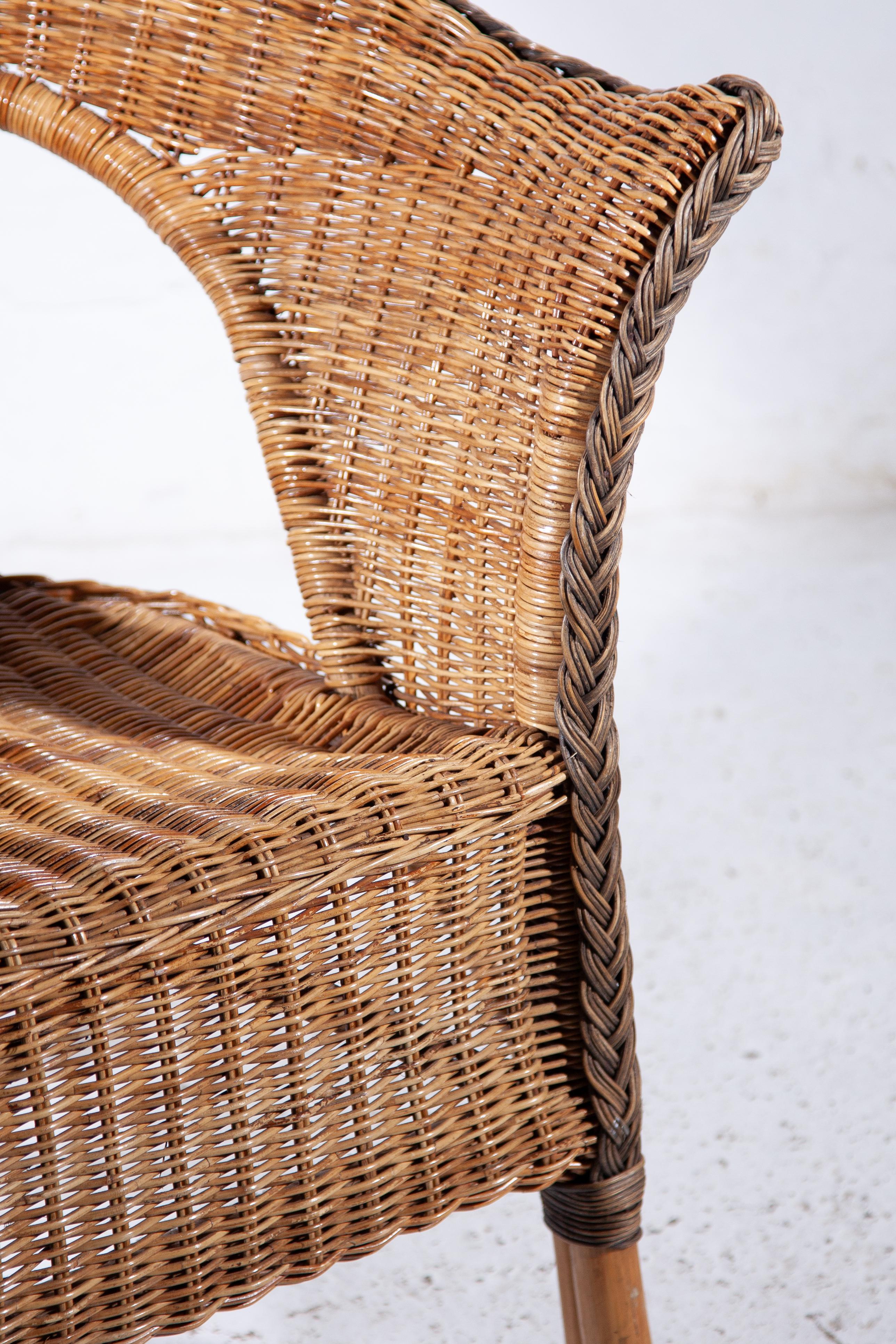 Set of Two Large High Back Rattan Lounge Chairs For Sale 3