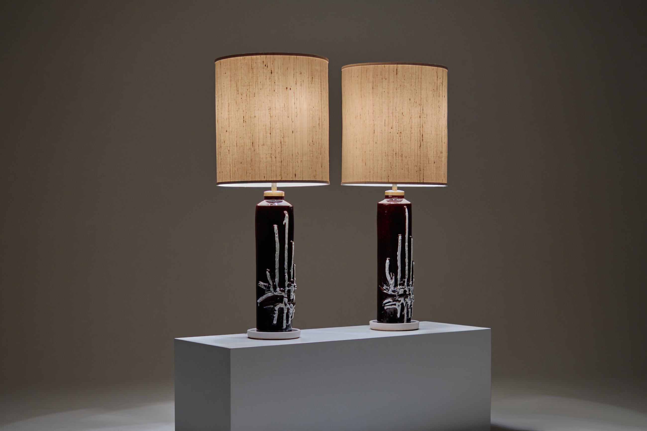 Set of Two Large Italian Ceramic Table Lamps, 1960s In Good Condition In Rotterdam, NL