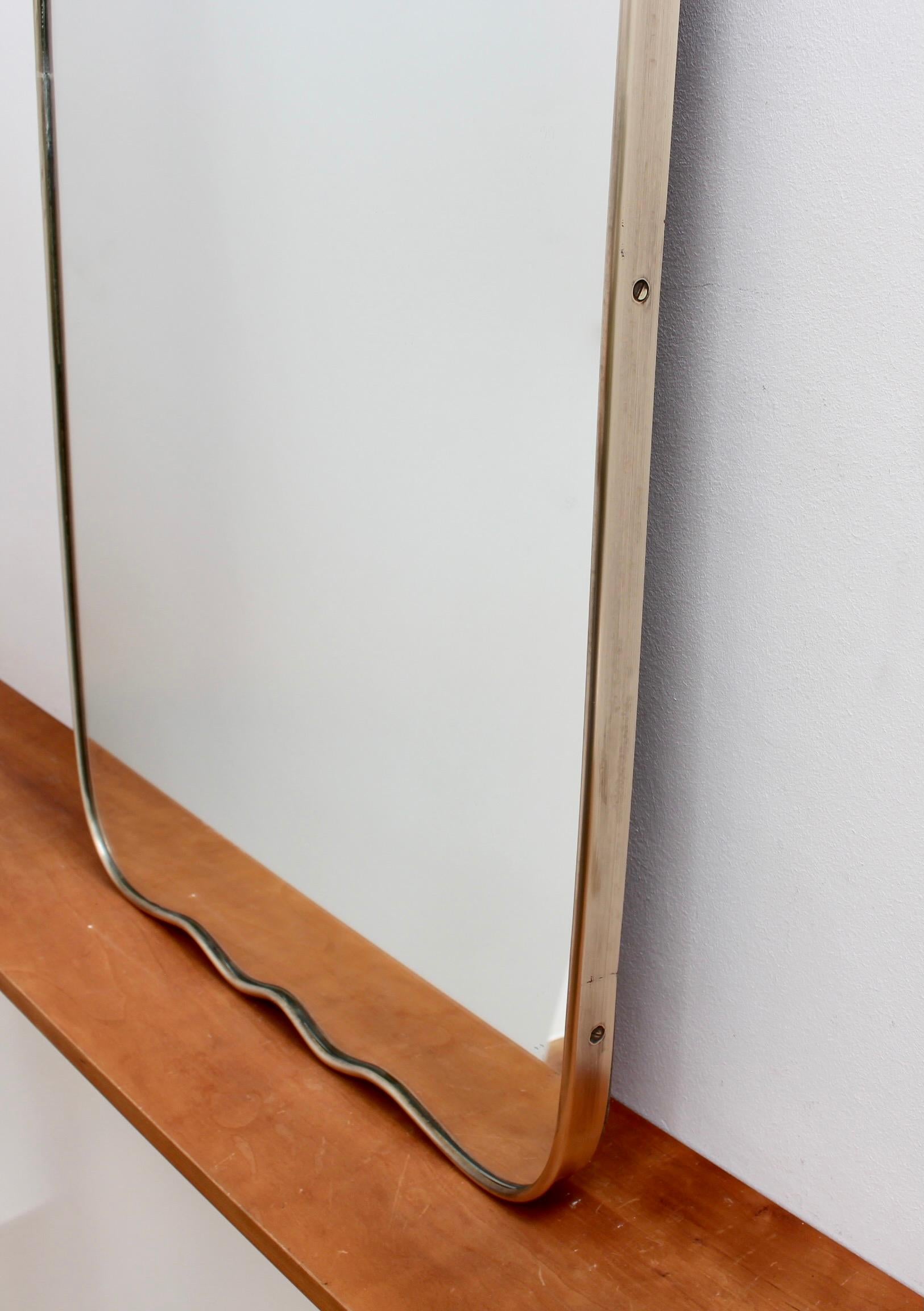 Set of Two Large Mid-Century Italian Wall Mirrors with Brass Frame, 1950s 8