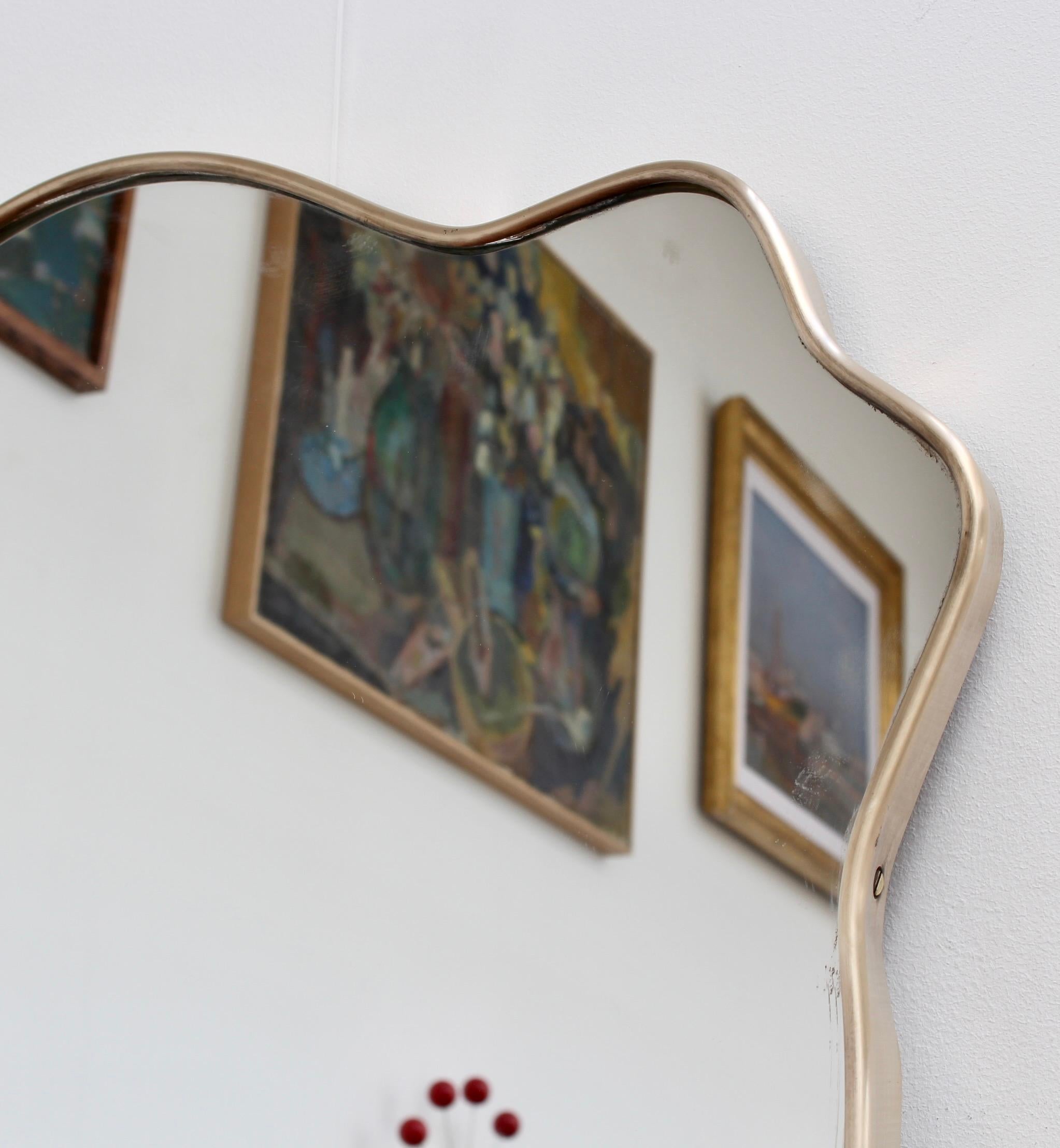 Set of Two Large Mid-Century Italian Wall Mirrors with Brass Frame, 1950s 11