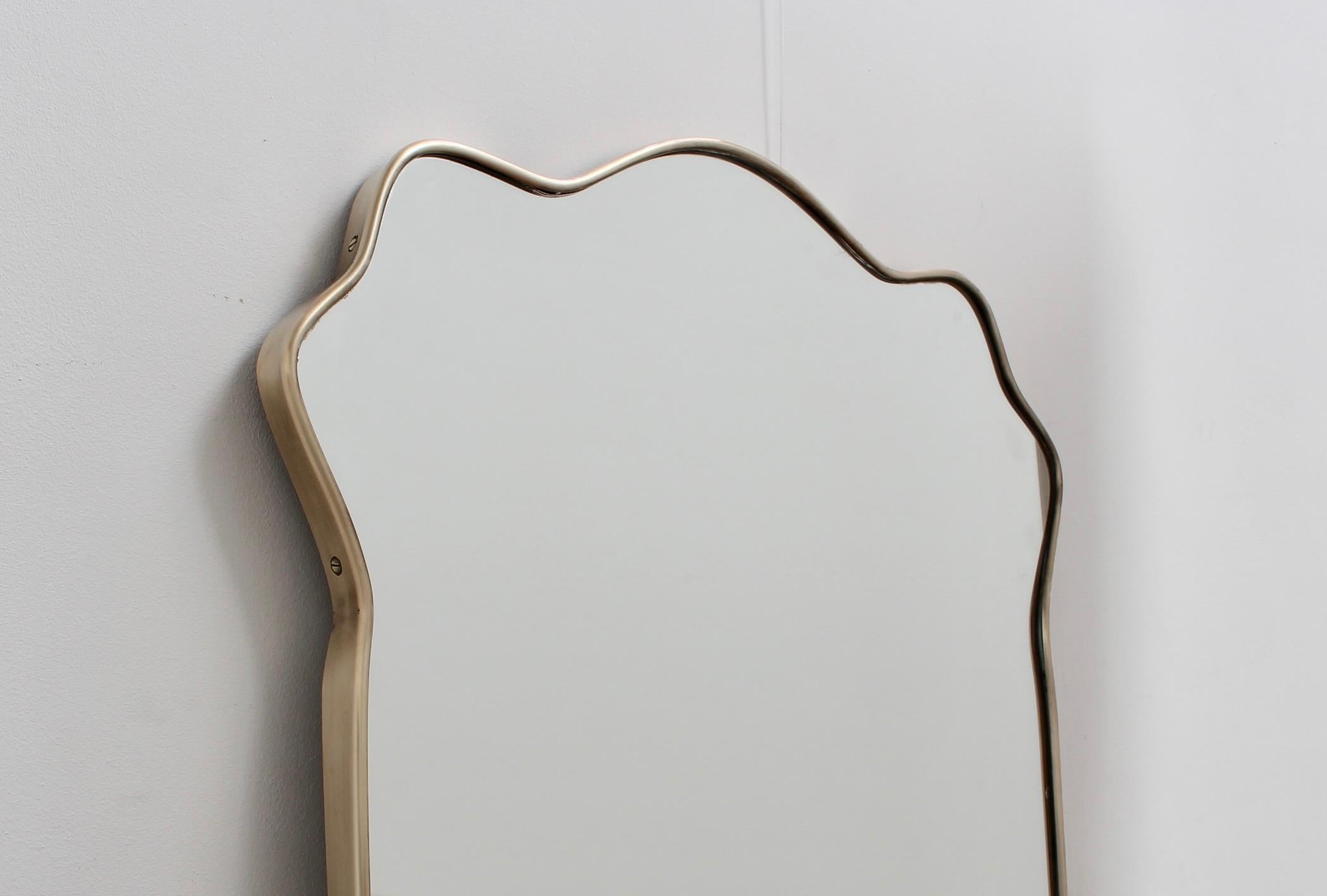 Set of Two Large Mid-Century Italian Wall Mirrors with Brass Frame, 1950s 1