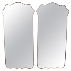 Set of Two Large Mid-Century Italian Wall Mirrors with Brass Frame, 1950s