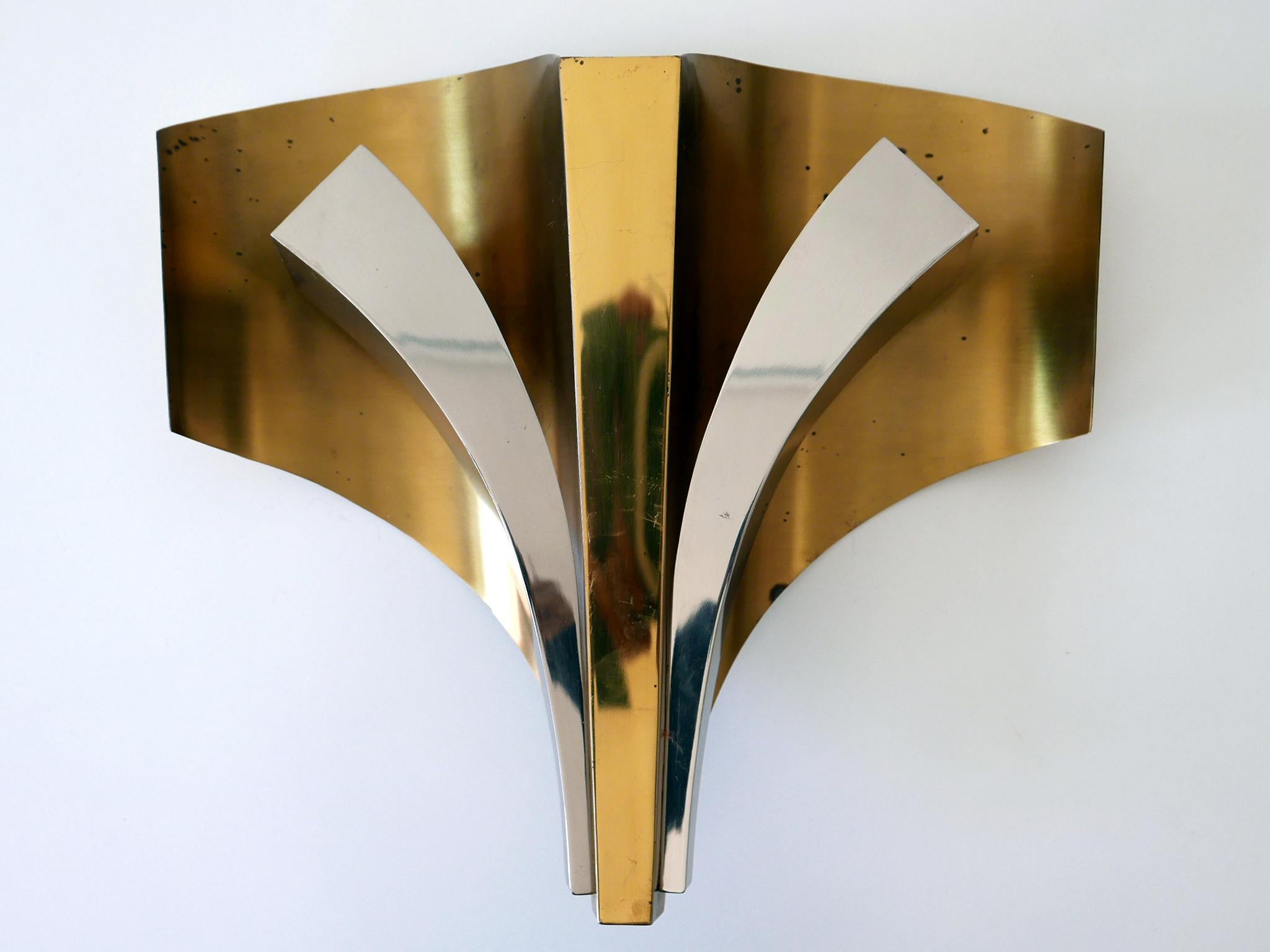 French Set of Two Large Mid-Century Modern Brass Sconces by Maison Baguès Paris 1960s For Sale