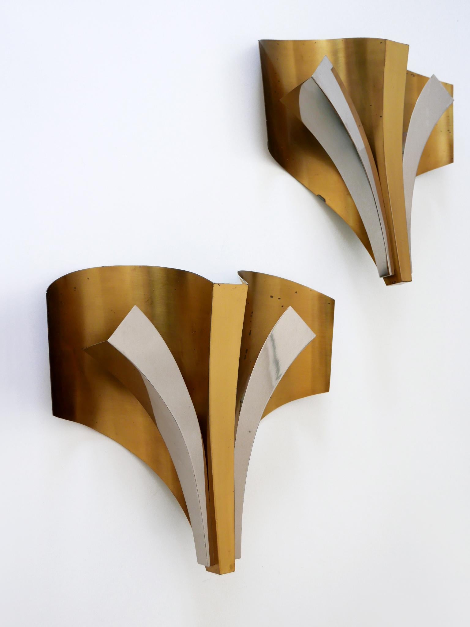 Set of Two Large Mid-Century Modern Brass Sconces by Maison Baguès Paris 1960s For Sale 1