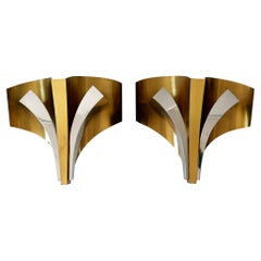 Set di due grandi lampade in ottone della metà del secolo scorso di Maison Baguès Parigi 1960