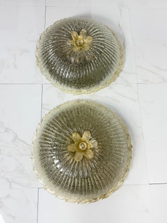 Set Of Two Large Murano Glass Ceiling Lamps Attributed to the "Maestri Muranesi"